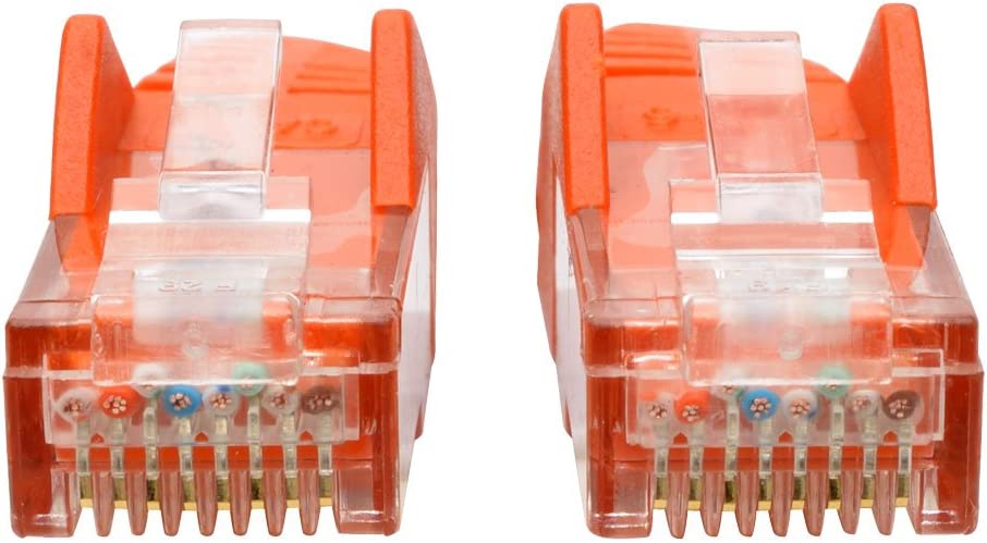 Tripp Lite Cat6 Gigabit Ethernet Snagless Molded Patch Cable UTP Orange RJ45 M/550Mhz 1Ft 1' (N201-001-OR) 1-ft. Orange