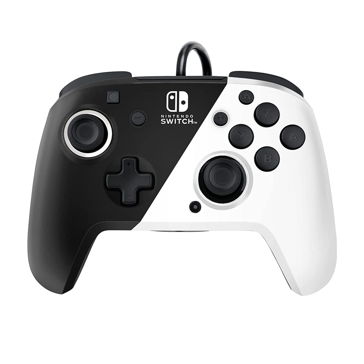 PDP Gaming Faceoff Deluxe+ Wired Switch Pro Controller - Officially Licensed by Nintendo - OLED Model- Black/White - Nintendo Switch Black/White OLED Edition Wired Controller