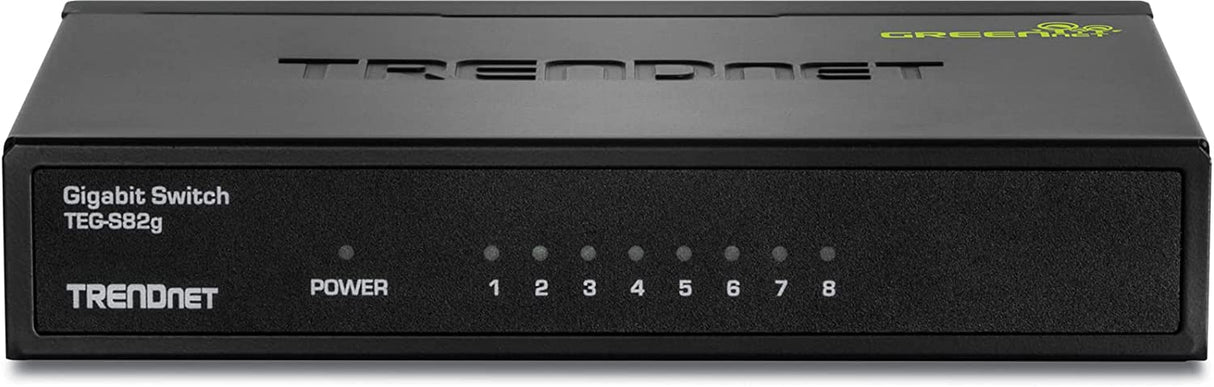 TRENDnet 8-Port Gigabit GREENnet Switch, Ethernet Network Switch, 8 x 10-100-1000 Mbps Gigabit Ethernet Ports, 16 Gbps Switching Capacity, Metal, Lifetime Protection, Black, TEG-S82G 8-Port Unmanaged