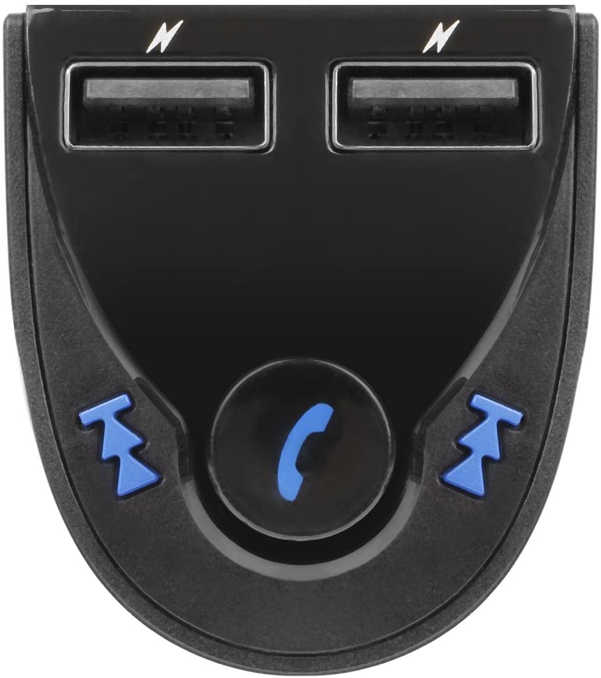 Aluratek Bluetooth Car Audio Receiver and FM Transmitter with Mic for Hands-Free Calls (ABF01F), Blue