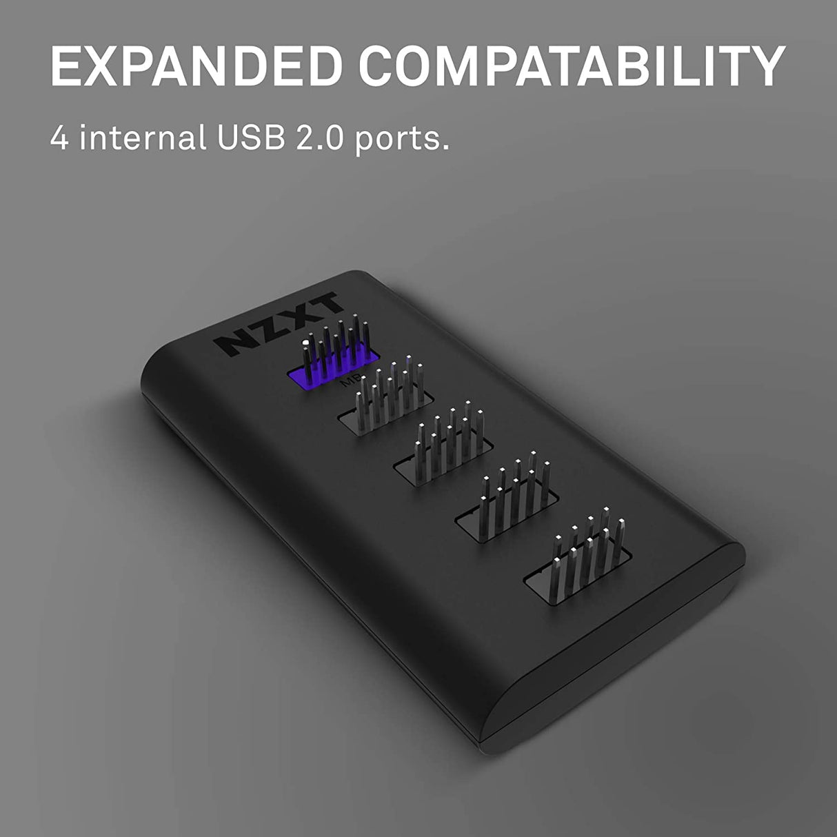 NZXT Internal USB Hub 3 - AC-IUSBH-M3 - 4 Internal USB 2.0 Ports - 3M Dual Lock Tapes - Magnetic Body - Plug and Play