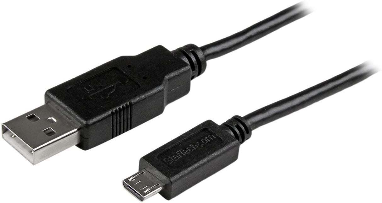 StarTech.com 6 ft Mobile Charge Sync USB to Slim Micro USB Cable - Phones & Tablets - A to Micro B M/M - Thin Micro USB Charging Cable (USBAUB6BK) 6 ft / 2m Black