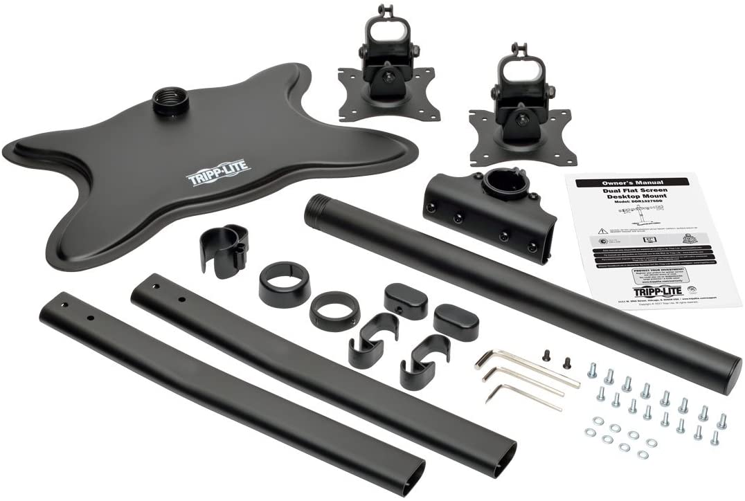 TRIPP LITE DDR1327SDD Dual Monitor Mount Stand, Swivel & Tilt, 13-27 Inch Flat Screen Displays, Desktop Mount, Black