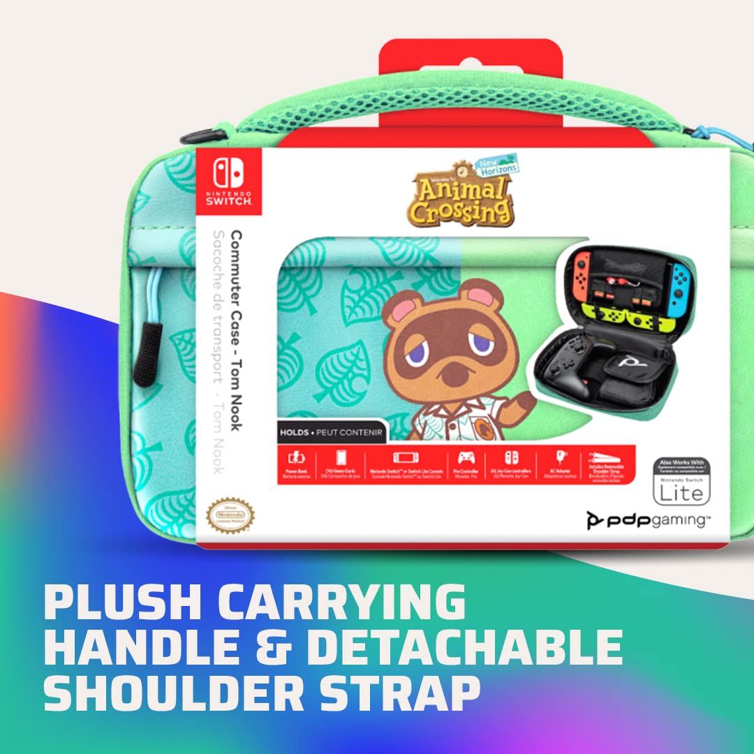 PDP Gaming Officially Licensed Switch Commuter Case - Animal Crossing - Semi-Hardshell Protection - Protective PU Leather - Holds 14 Games - Works with Switch OLED & Lite - Perfect for Kids / Travel Animal Crossing Tom Nook