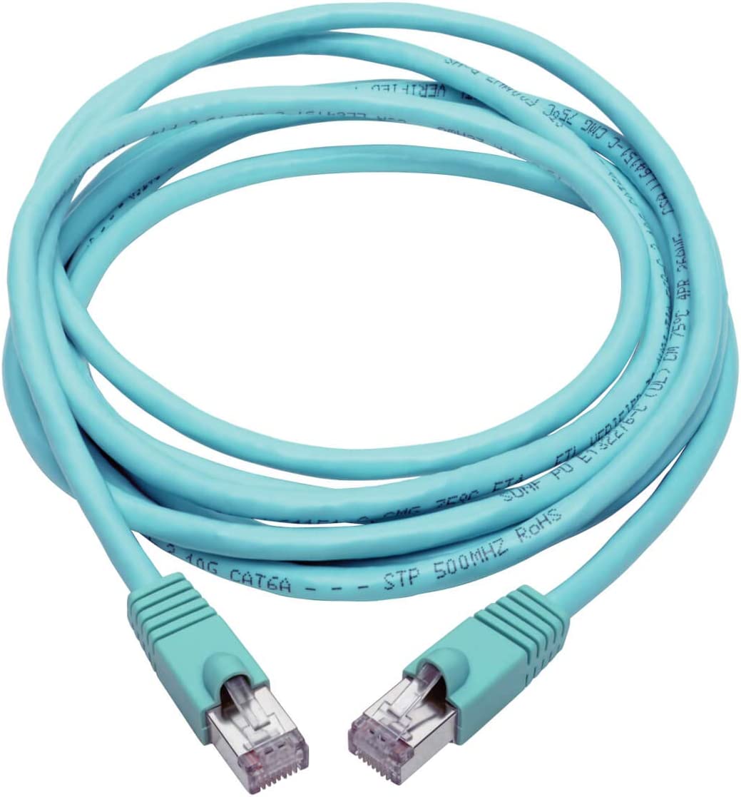 Tripp Lite Cat6a Ethernet Cable, 10G-Certified Patch Cable, Snagless, Shielded STP PoE Ethernet Cord, 12 ft, Blue (N262-012-AQ) 12ft. Blue