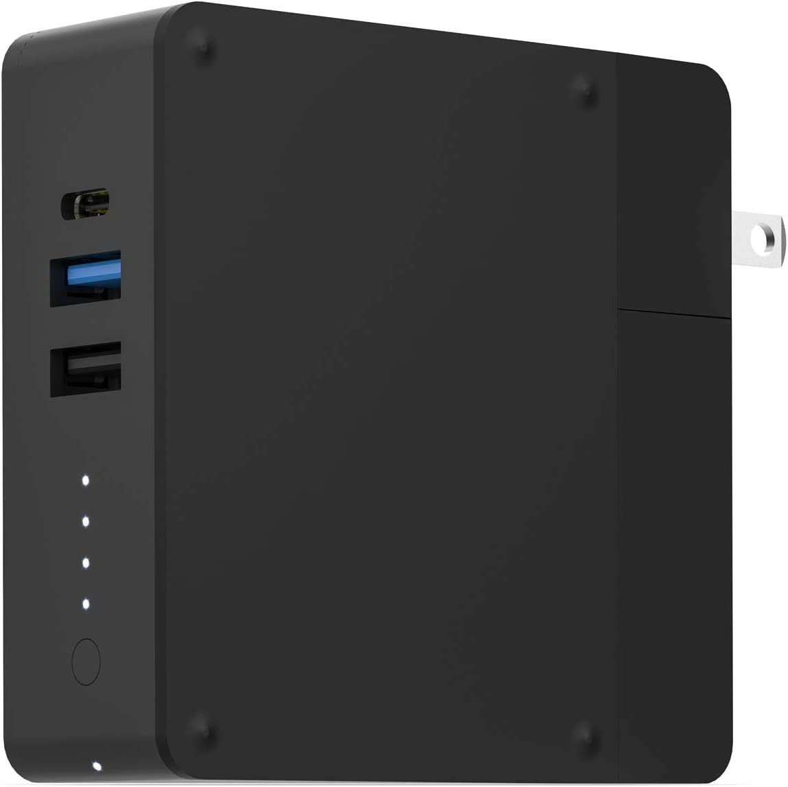 Mophie powerstation hub - Portable battery hub with foldable AC power prongs - Compatible with Qi-enabled devices, smartphones, tablets, and other USB devices - Black (401102474)
