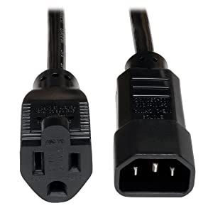 Tripp Lite Standard Computer Power Cord 10A,18AWG, Black & Standard Computer Power Extension Cord 10A, 18AWG (IEC-320-C14 to IEC-320-C13) 3-ft.(P004-003) Black Power Cord + Power Cord, 3FT