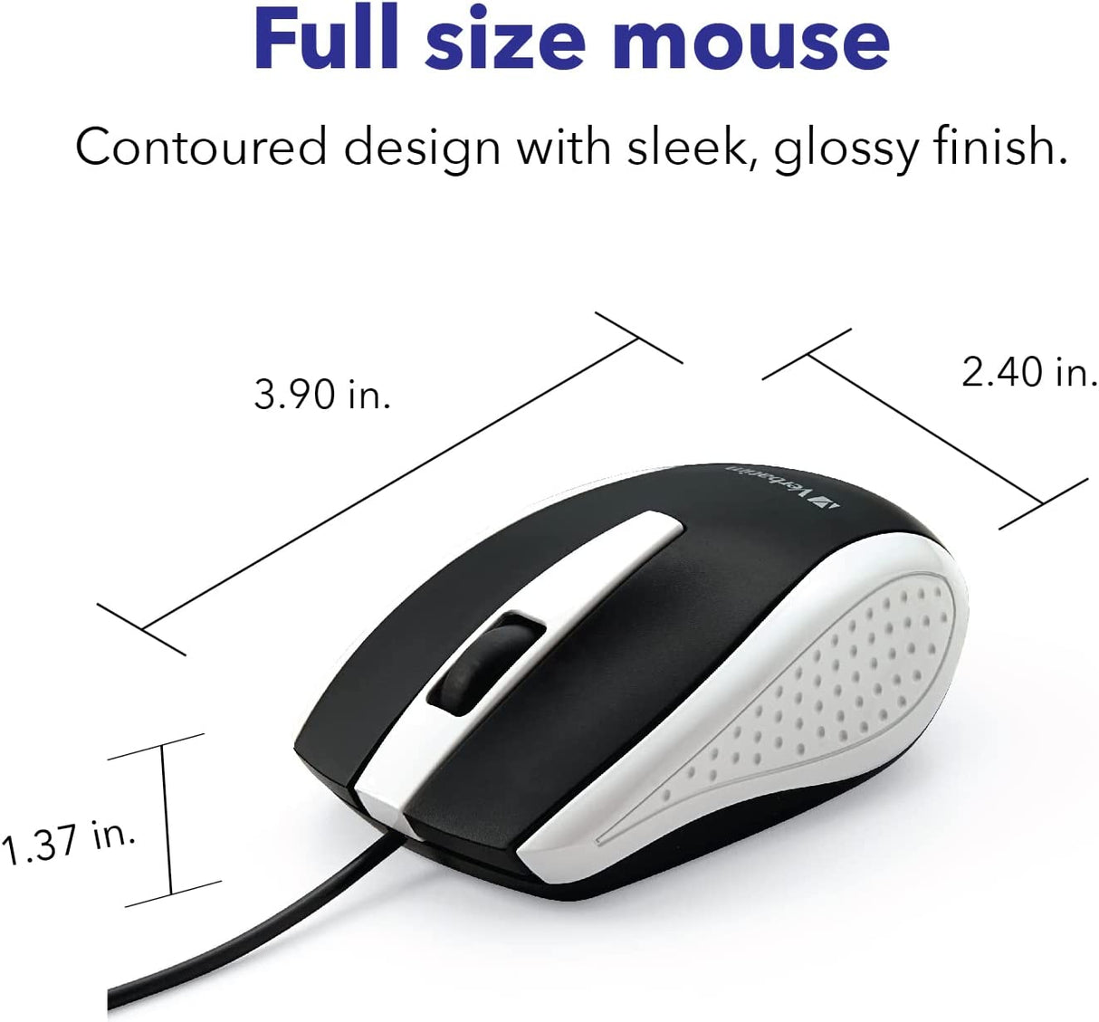 Verbatim Corded Notebook Optical Mouse - White
