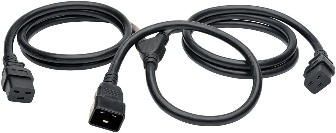 Tripp Lite Heavy-Duty Power Extension Cord Y Splitter Cable for Servers and Computers 20A, 12AWG (2x IEC-320-C19 to IEC-320-C20) 6-ft.(P036-006-2C19)