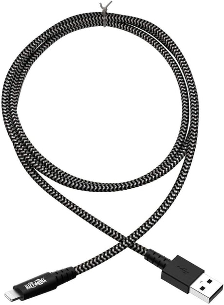 Tripp Lite Braided Lightning Cable – Lightning to USB Cable (M/Apple Certified Lightning Cable, Charge/Sync, 10 ft, Aramid Fiber, Grey, 2-Year Warranty (M100-010-HD)