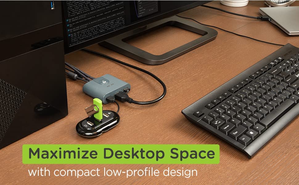 IOGEAR 2-Port USB HDMI Cabled KVM - 1920x1200@60Hz - Remote Button Switch - Plug-n-Play - Molded Cables Design for Easy Setup - Xbox / PS4/5 - Windows, Mac and Linux - GCS32HU