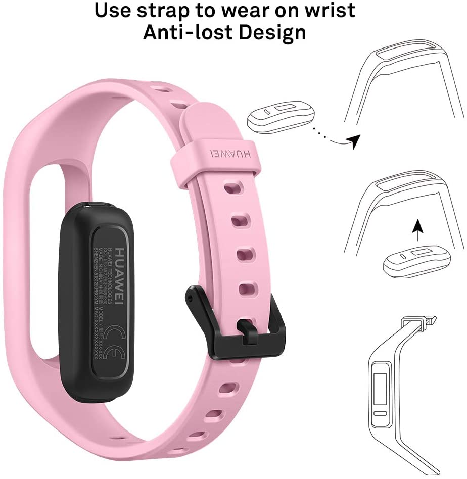 HUAWEI Band 3e Smart Fitness Activity Tracker, Dual Wrist & Footwear Mode, 5ATM Water Resistance for Swim, Professional Running Guidance, Pink, One Size