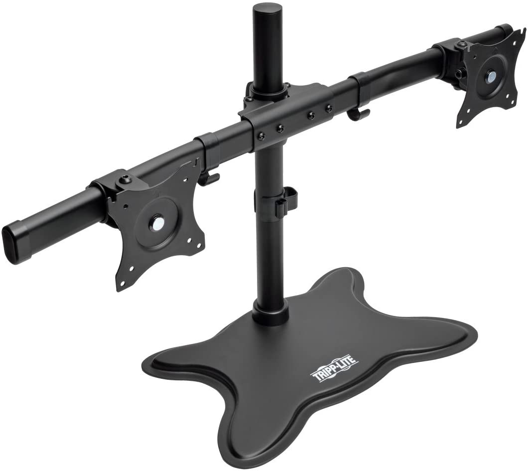 TRIPP LITE DDR1327SDD Dual Monitor Mount Stand, Swivel & Tilt, 13-27 Inch Flat Screen Displays, Desktop Mount, Black