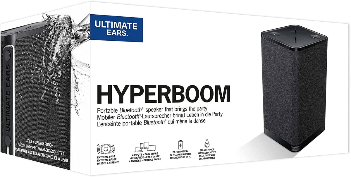 Ultimate Ears Hyperboom Portable & Home Wireless Bluetooth Speaker, Loud Speaker, Big Bass, Water resistant IPX4, 150 Ft Range – Black Black Speaker