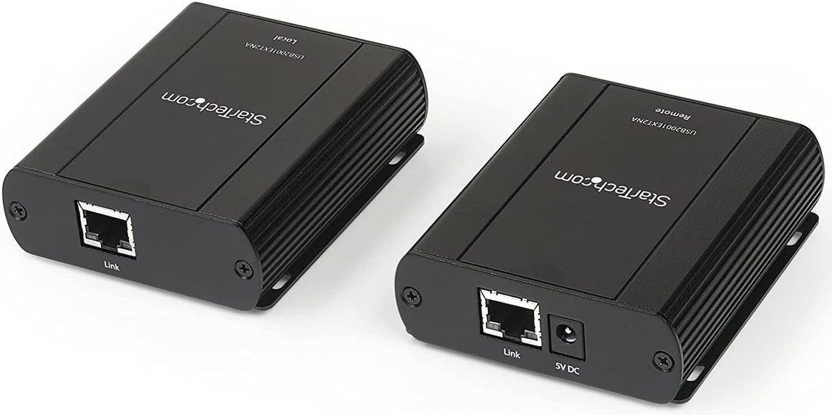 StarTech.com USB 2.0 Extender Over Cat5/Cat5e/Cat6 Ethernet Cable (RJ45) - 330ft/100m Industrial USB Extender Adapter Kit w/ESD Protection & Metal Case - Externally Powered - 480 Mbps (USB2001EXT2NA)