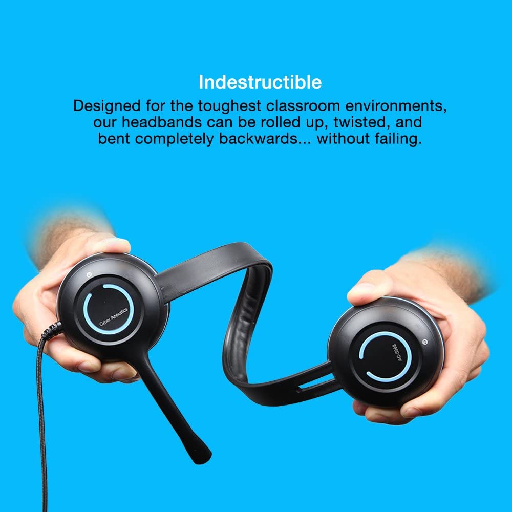 Cyber Acoustics 3.5mm Stereo Headset (AC-5002) with Headphones and Noise Canceling Microphone for PCs, Tablets, and Cell Phones in The Classroom or Home Unit