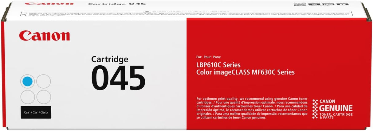 Canon Genuine Toner, Cartridge 045 Cyan (1241C001), 1 Pack, for Canon Color imageCLASS MF634Cdw, MF632Cdw, LBP612Cdw Laser Printer Cyan 045