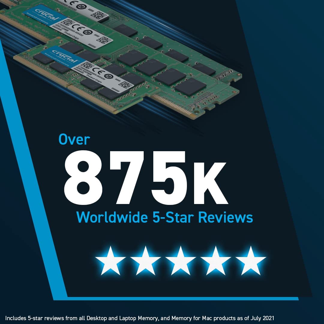 Crucial RAM 16GB Kit (2x8GB) DDR5 4800MHz CL40 Desktop Memory CT2K8G48C40U5 16GB Kit (2x8GB) DDR5 UDIMM