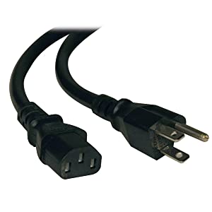 Tripp Lite Heavy Duty Computer Power Cord, 15A, 14AWG (NEMA 5-15P to IEC-320-C13), 12-ft. (P007-012) Black 12-feet Power Cord