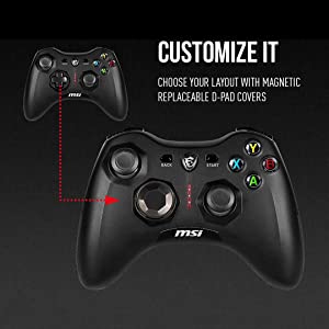 MSI Force GC30V2 Wireless Gaming Controller, Dual Vibration Motors, Dual Connection Modes, Interchangable D-Pads, Compatible with PC & Android Force GC30 V2