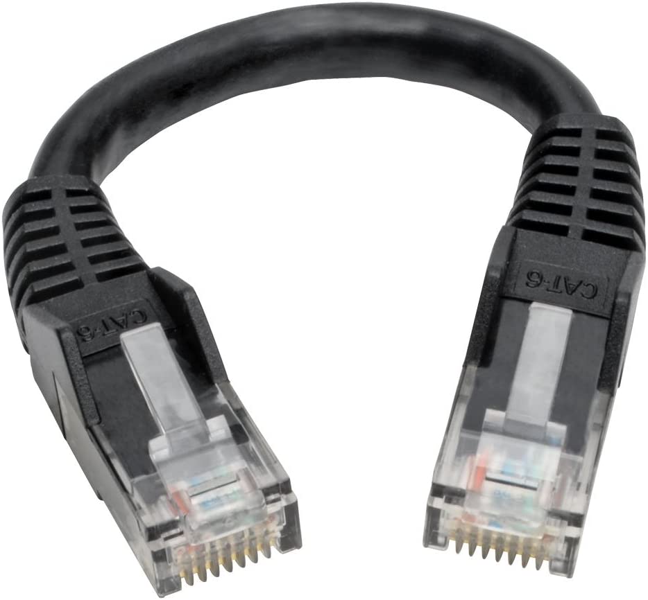 Tripp Lite Cat6 Gigabit Ethernet Snagless Molded Patch Cable, 24 AWG 550Mhz Premium UTP, Black GbE RJ45 M/M 6in 6" (N201-06N-BK)