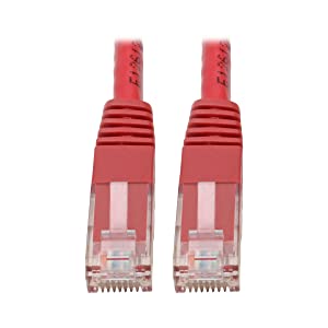Tripp Lite Cat6 Cat5e Gigabit Molded Patch Cable RJ45 M/M 550MHz Red 6ft 6' (N200-006-RD) 6 ft. Red
