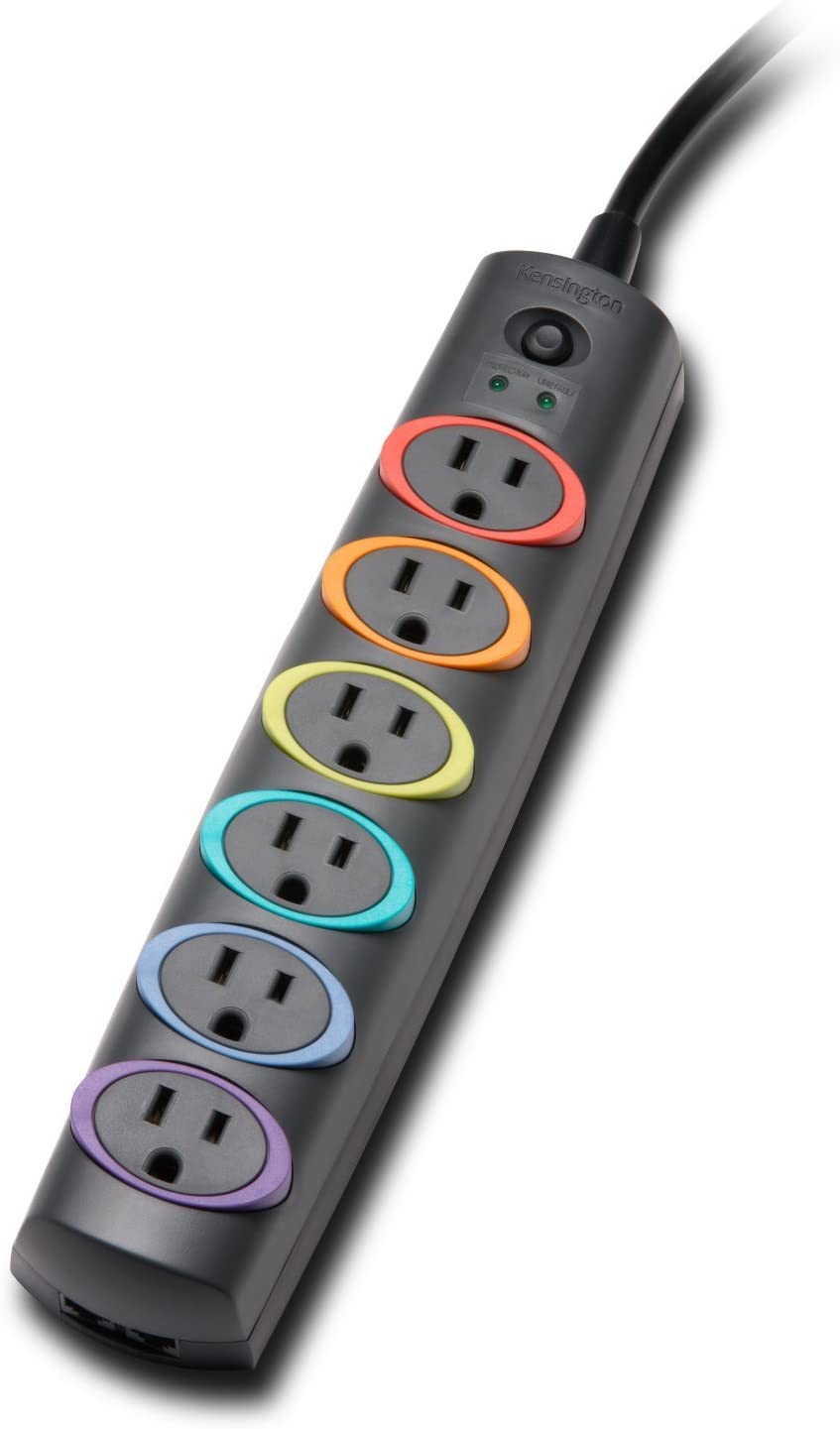 Kensington SmartSockets 6-Outlet, 6-Foot Cord, & 670 Joules Basic Surge Protector (K62146NA) Basic (670 Joules, 6' Cord)