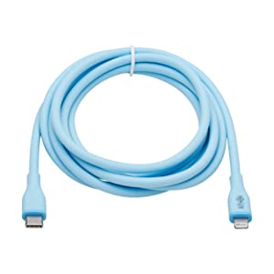 Tripp Lite Safe-IT USB-C to Lightning Charge Cable for iPhone & iPad, Male-to-Male Cable, MFi Certified, Light Blue, 6 Feet / 1.8 Meters, 2-Year Warranty (M102AB-006-S-LB) USB-C to Lightning 6 Feet / 1.8 Meters