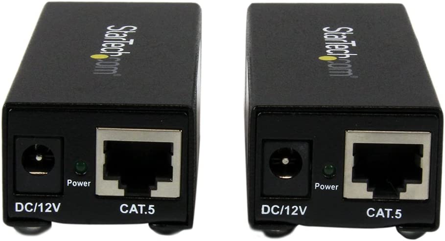 StarTech.com VGA Over CAT5 Extender – 250 ft (80m) – 1 Local and 1 Remote Unit - VGA Video Over Ethernet Extender Kit (ST121UTPEP) Black No Audio Support Single power adapter