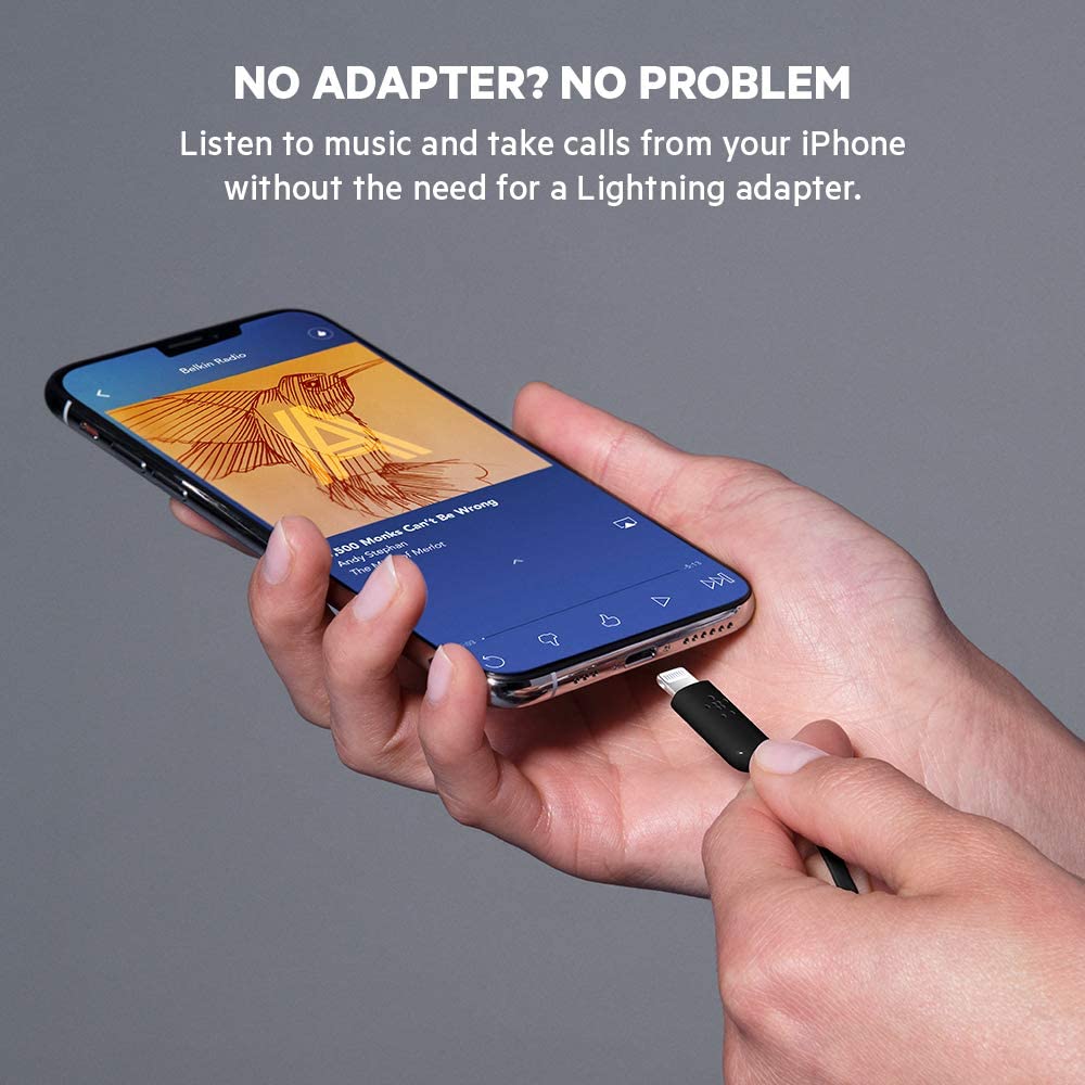 Belkin SoundForm Headphones with Lightning Connector, MFi Certified In-Ear Earphones HeadSet with Microphone, EarBuds with Water & Sweat Resistant for iPhone 13, Pro, Max, 12, Mini, and More (Black) Lightning Black