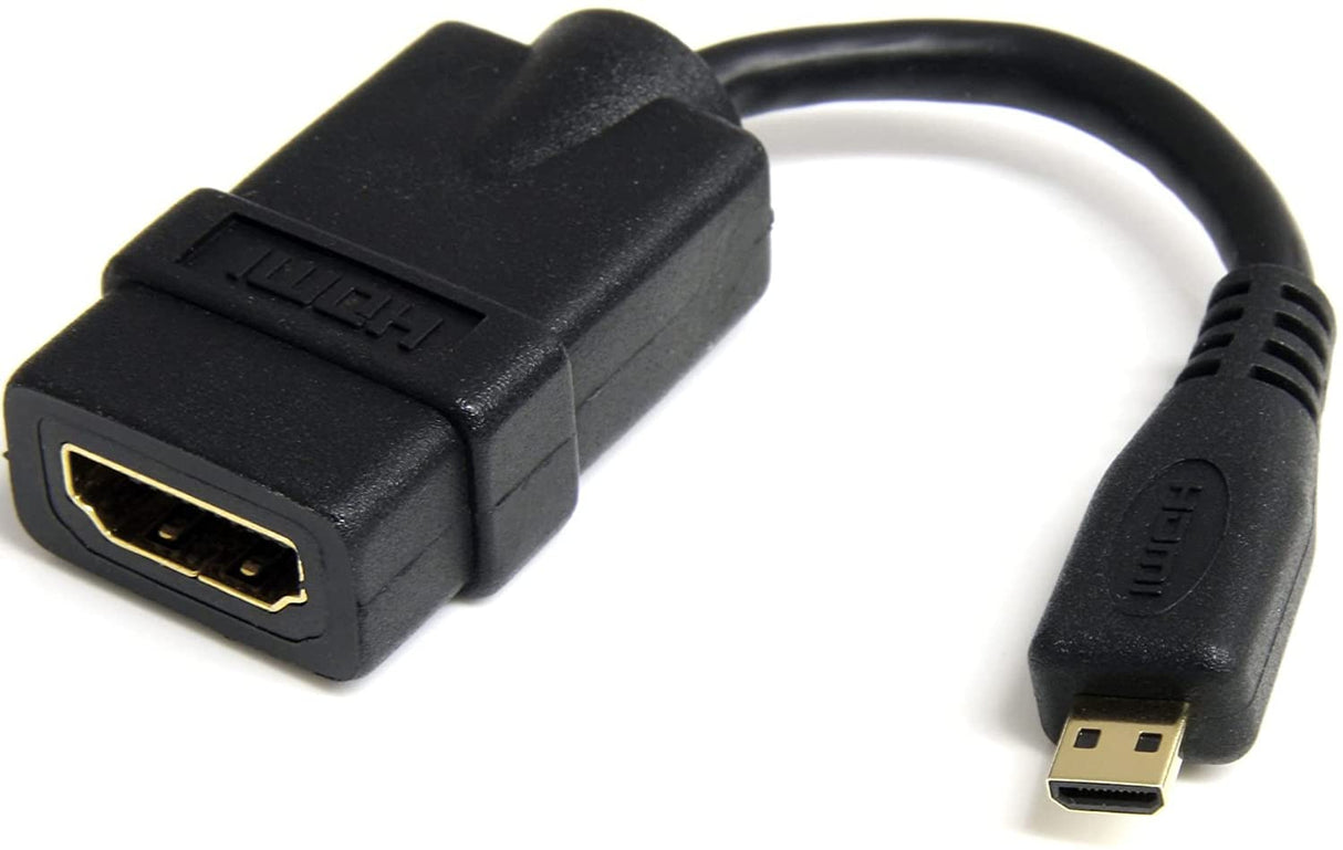 StarTech.com Micro HDMI to HDMI Adapter - 4K 30Hz Video - Durable High Speed Micro HDMI Type-D to HDMI 1.4 Converter/Cable Adapter Dongle - Ultra HD HDMI Monitors, TVs & Displays - M/F (HDADFM5IN) HDMI to Micro HDMI 5in