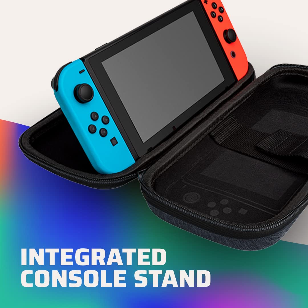 PDP Gaming Officially Licensed Switch Slim Deluxe Travel Case - Zelda Breath of the WIld - Semi-Hardshell - Console Stand - Protective PU Leather - Holds 14 Games - Works with Switch OLED & Lite Hyrule Hero Link