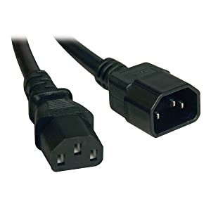 Tripp Lite Heavy-Duty Power Extension Cord 15A, 14AWG (IEC-320-C14 to IEC-320-C13) 1-ft.(P005-12N) Black 1 ft. Cord