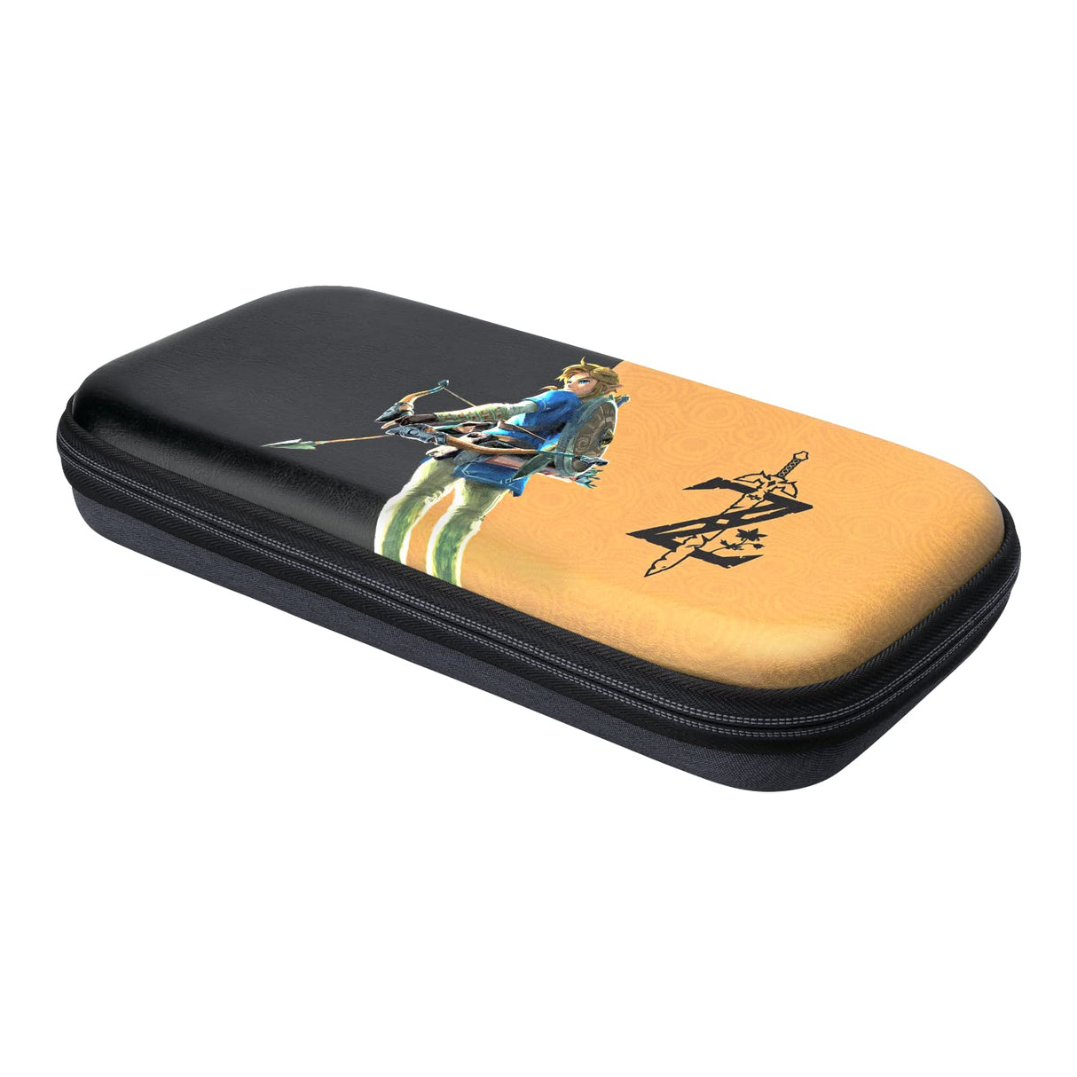 PDP Gaming Officially Licensed Switch Slim Deluxe Travel Case - Zelda Breath of the WIld - Semi-Hardshell - Console Stand - Protective PU Leather - Holds 14 Games - Works with Switch OLED & Lite Hyrule Hero Link
