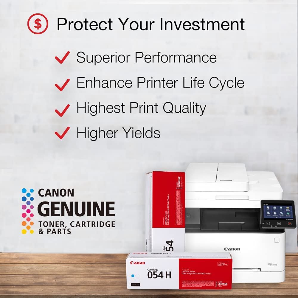 Canon Genuine Toner, Cartridge 054 Cyan, High Capacity (3027C001) 1 Pack, for Canon Color imageCLASS MF641Cdw, MF642Cdw, MF644Cdw, LBP622Cdw Laser Printer Cyan High Capacity Toner