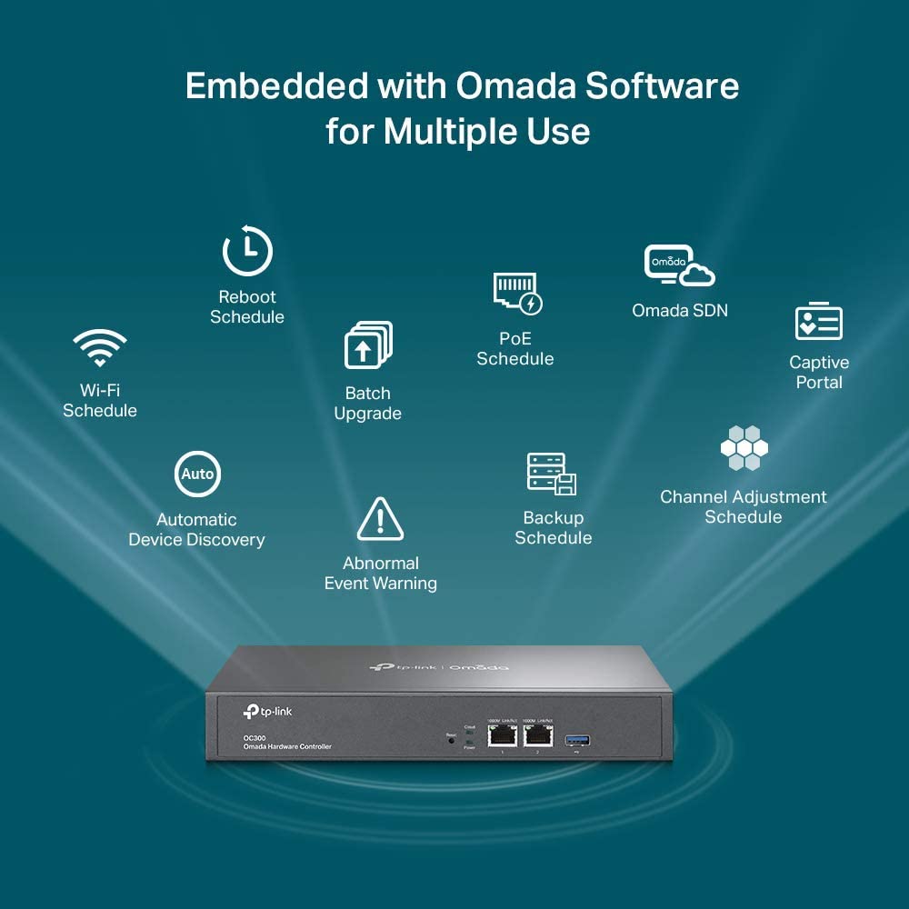 TP-Link Omada Hardware Controller | SDN Integrated | 2 Gigabit Port + 1 USB 3.0 Port | Manage Up to 500 Devices | Easy & Intelligent Network Monitor & Maintenance | Cloud Access & Omada App (OC300)