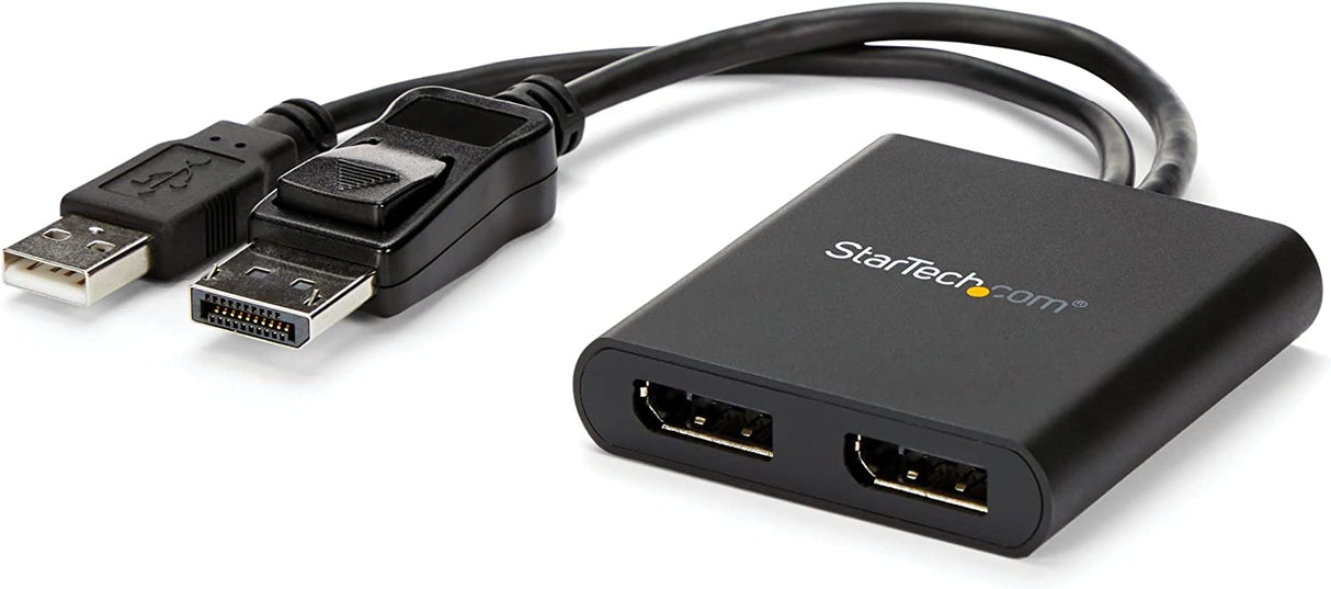 StarTech.com 2-Port Multi Monitor Adapter - DisplayPort 1.2 MST Hub - Dual 4K 30Hz or 1080p - USB Bus Powered - Video Splitter for Extended Desktop Mode on Windows PCs Only - DP to 2x DP (MSTDP122DP) DisplayPort 1.2 to 2x DisplayPort