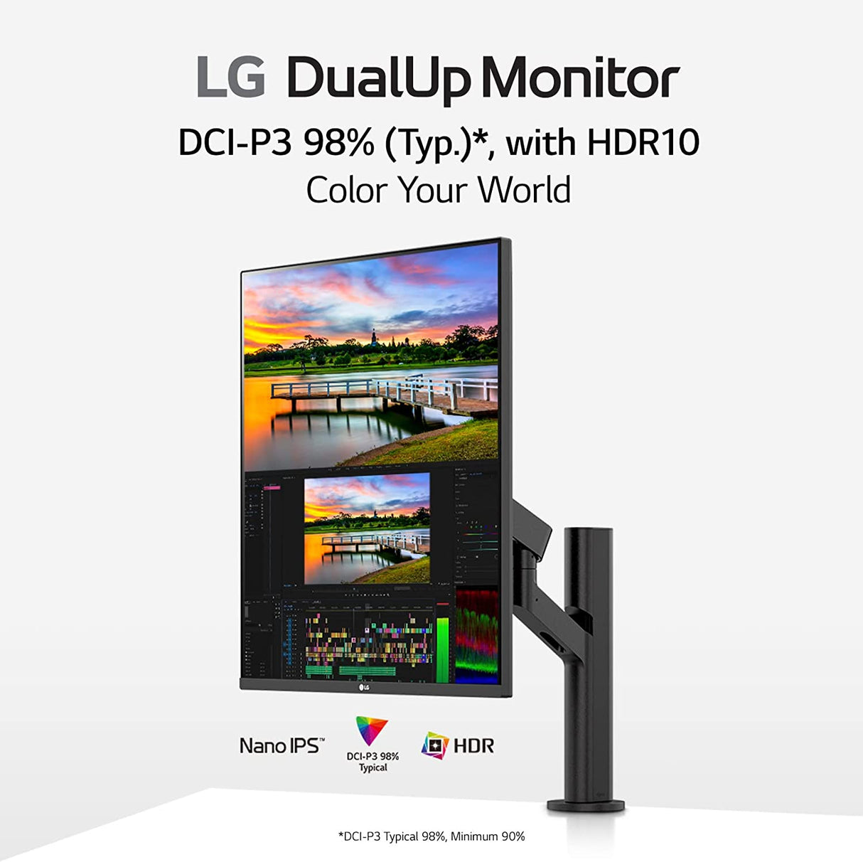 LG 28MQ780-B 28 Inch SDQHD (2560 x 2880) Nano IPS DualUp Monitor with Ergo Stand, DCI-P3 98% (Typ.) HDR10, USB Type-C (90W PD) - Black