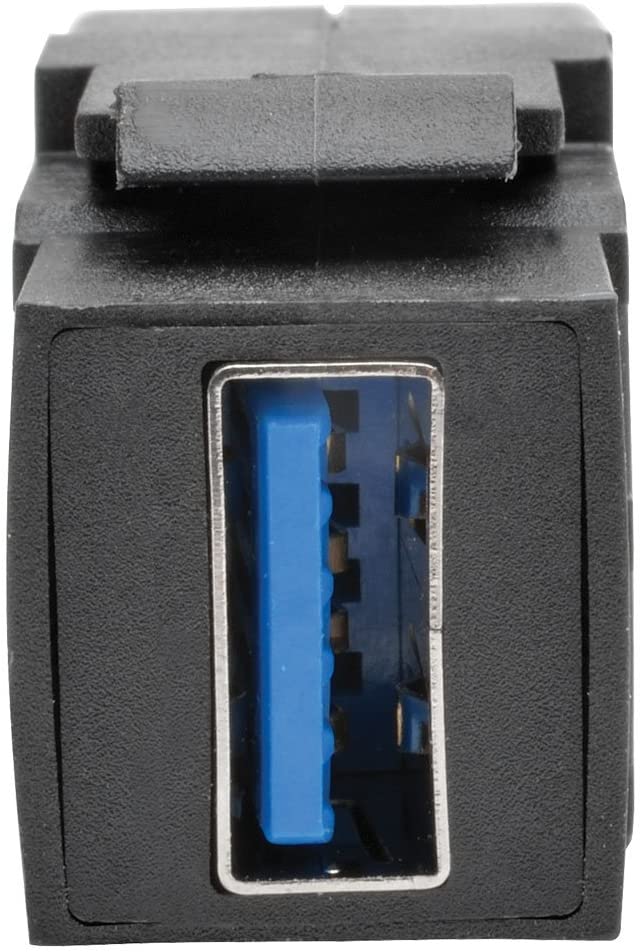 Tripp Lite USB 3.0 Keystone/Panel Mount Coupler Cable (F/F), Angled Connector, All-in-One, Black, 1 ft. (U325-001-KPA-BK) USB 3.0 1 ft. Angled Coupler