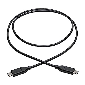 Tripp Lite USB 2.0 USB C Hi-Speed Cable w/ 5A Rating 20V M/M USB Type C USB-C Charging 3ft 3' (U040-003-C-5A) , black