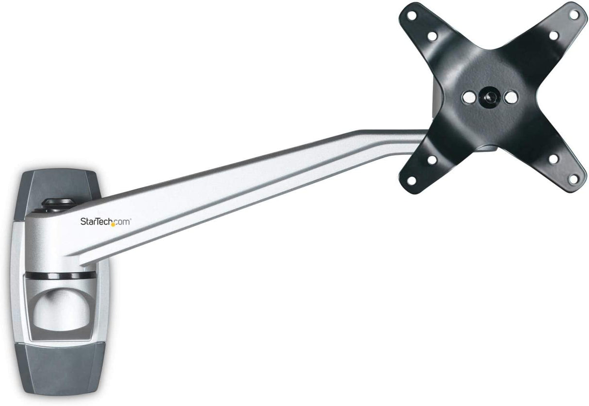 StarTech.com Wall Mount Monitor Arm - Premium - 10.2 Single Swivel - Supports Monitors 12 to 34 - VESA Monitor Wall Mount Bracket - Silver (ARMWALLDS2) Single-Swivel Silver