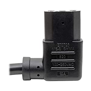 Tripp Lite Standard Computer Power Cord 10A,18AWG (NEMA 5-15P to Left Angle IEC-320-C13) 6-ft.(P006-006-13LA),Black 6 ft. Left Angle Power Cord
