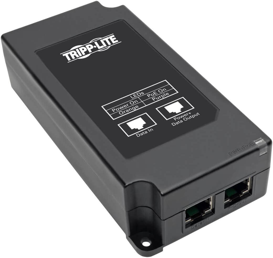 Tripp Lite Gigabit PoE+ Midspan Active Injector - IEEE 802.3at / 802.3af, 30W, 1 Port, Power Over Ethernet (NPOE-30W-1G),black