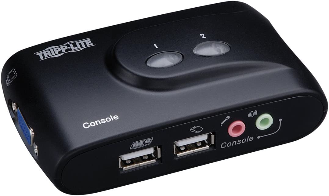 Tripp Lite B004-VUA2-K-R 2 Port USB KVM Switch w Audio and Cables VGA
