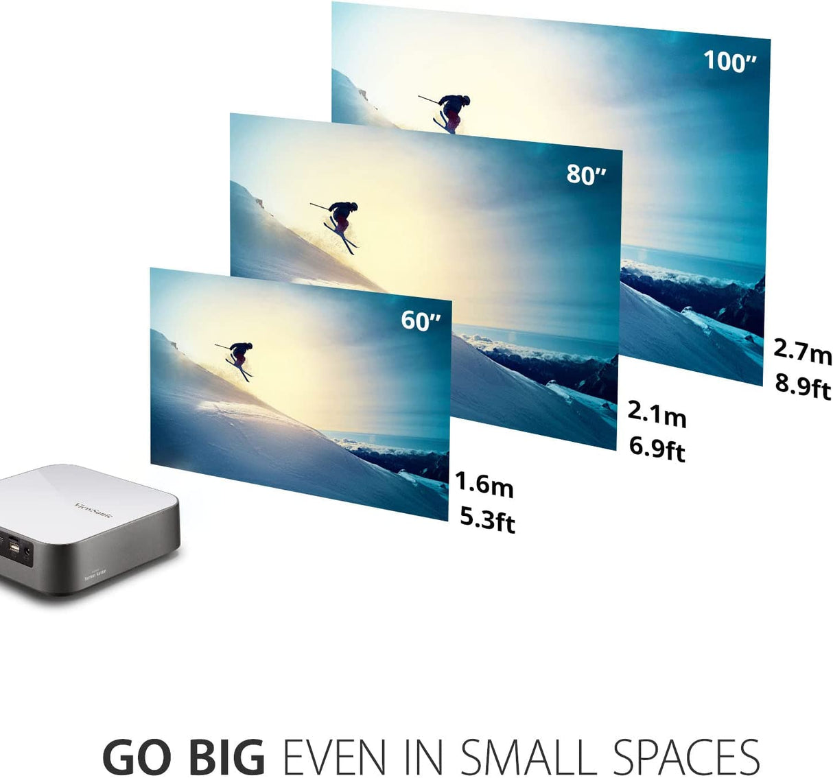 ViewSonic M2e 1080p Portable Projector with 1000 LED Lumens, H/V Keystone, Auto Focus, Harman Kardon Bluetooth Speakers, HDMI, USB C, 16GB Storage, Stream Netflix with Dongle