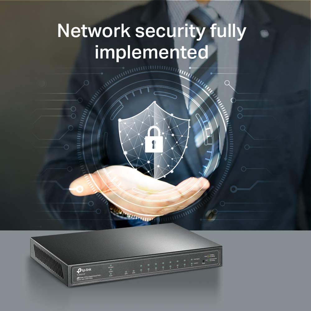 TP-Link TL-SG2210P V3, Jetstream 8 Port Gigabit Smart Managed PoE Switch, 8 PoE+ Ports @61W, 2 SFP Slots, Omada SDN Integrated, PoE Recovery, IPv6, Static Routing, Limited Lifetime Protection 8 Port PoE+, 2 SFP Slots, 61W