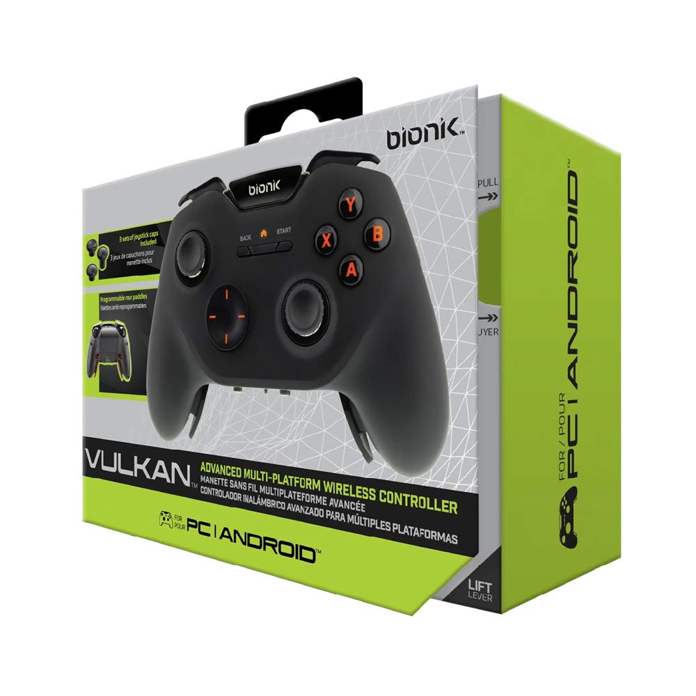 Bionik VULKAN Advanced Wireless Gaming Controller- For Windows PC, Android, Steam and VR Devices with Programmable Paddle Buttons- Dual Connectivity - Android