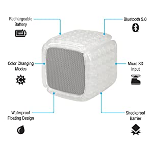 iLive Square Cushion Color-Changing Bluetooth Speaker White