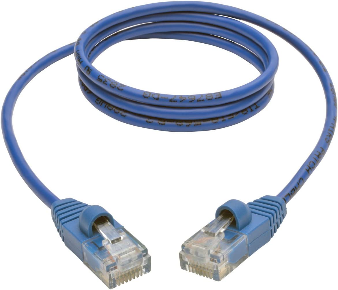 Tripp Lite Cat5e Snagless Molded Slim UTP Patch Cable (M/M), RJ45, Blue, 3 ft. (N001-S03-BL)