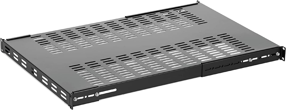 StarTech.com 1U Adjustable Vented Server Rack Mount Shelf - 250lbs - 19.5 to 38in Adjustable Mounting Depth Universal Tray for 19" AV/ Network Equipment Rack - 27.5in Deep (ADJSHELFHDV) 250 lbs | Vented Shelf